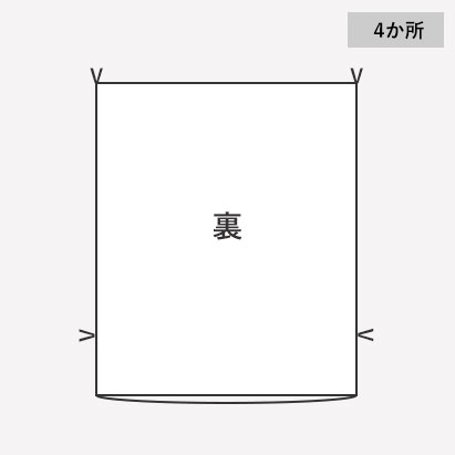 ベビーやジュニア、介護などの小さいサイズに よくある４か所の位置です。毛布カバーなども このタイプが多くなります