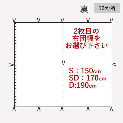 お布団によってはループの数、位置が多いものがあります。追加の場合は有料です。