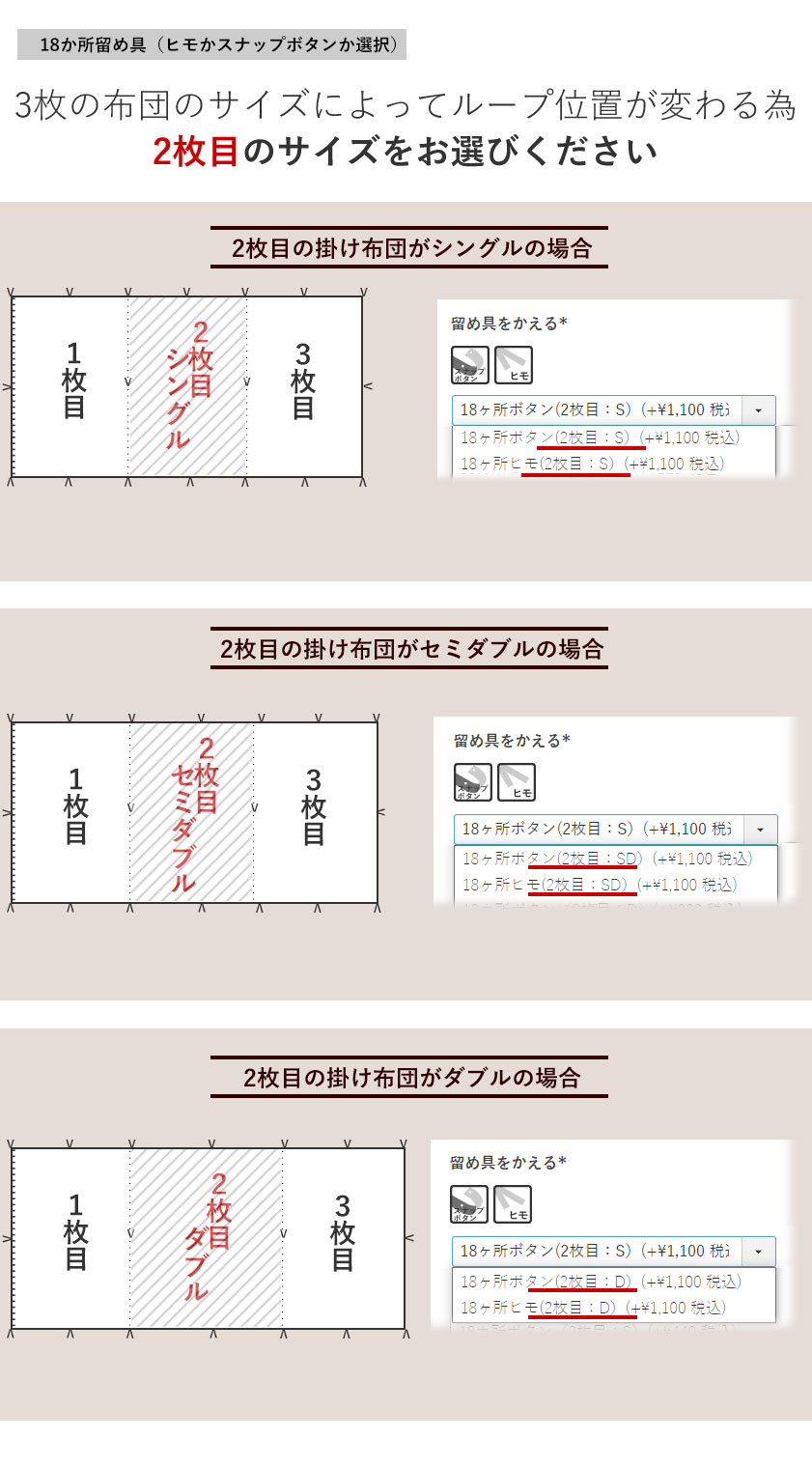 3枚連結の留め具