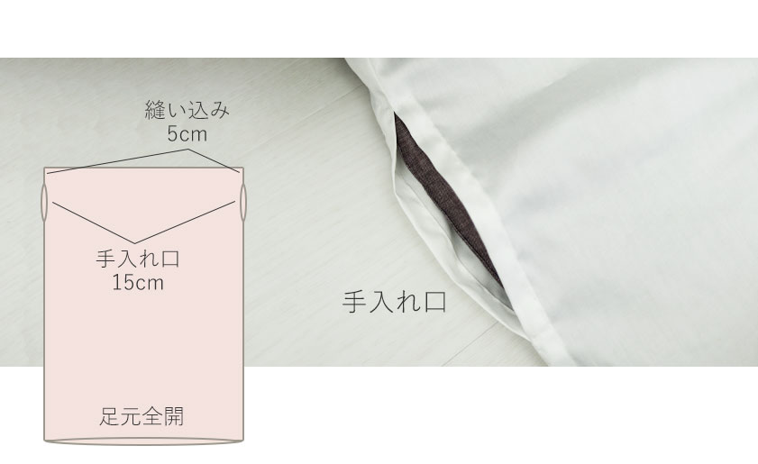 デュベカバー(封筒型)の縫製