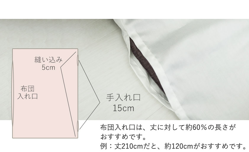 デュベカバー(封筒型)の縫製