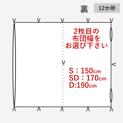 お布団によってはループの数、位置が多いものがあります。追加の場合は有料です。