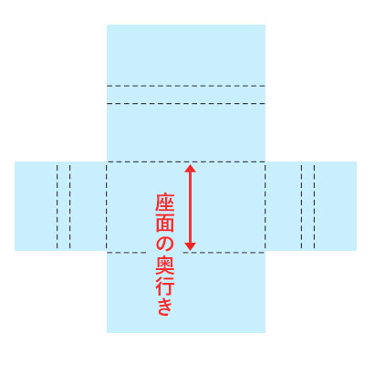 端から端までを直線距離で計測して下さい