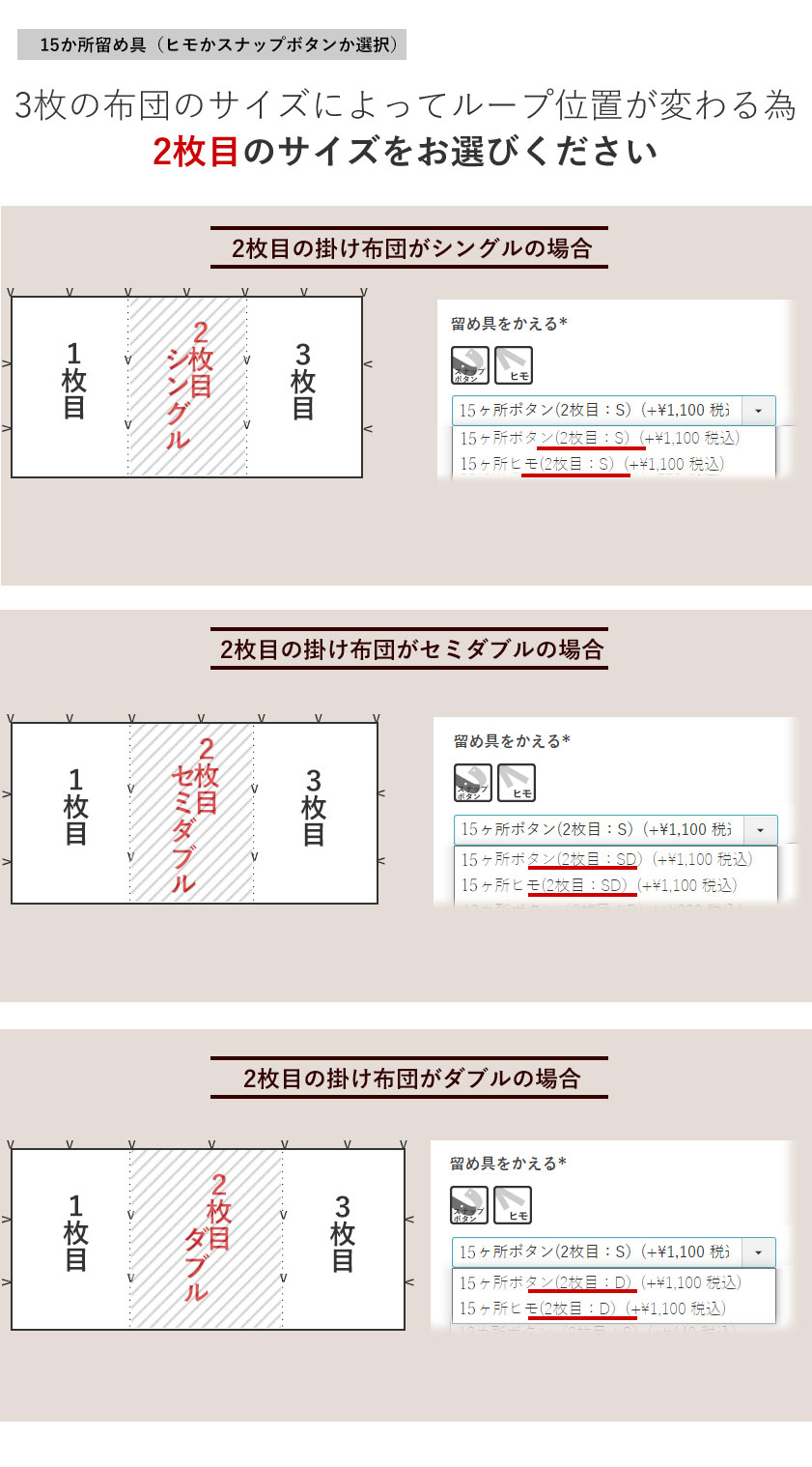 3枚連結の留め具