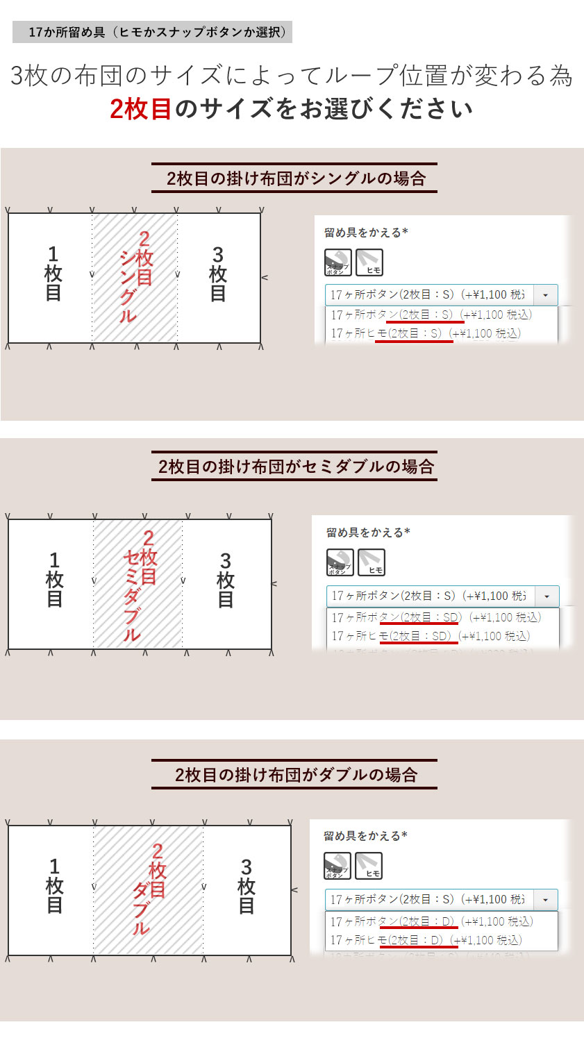 3枚連結の留め具