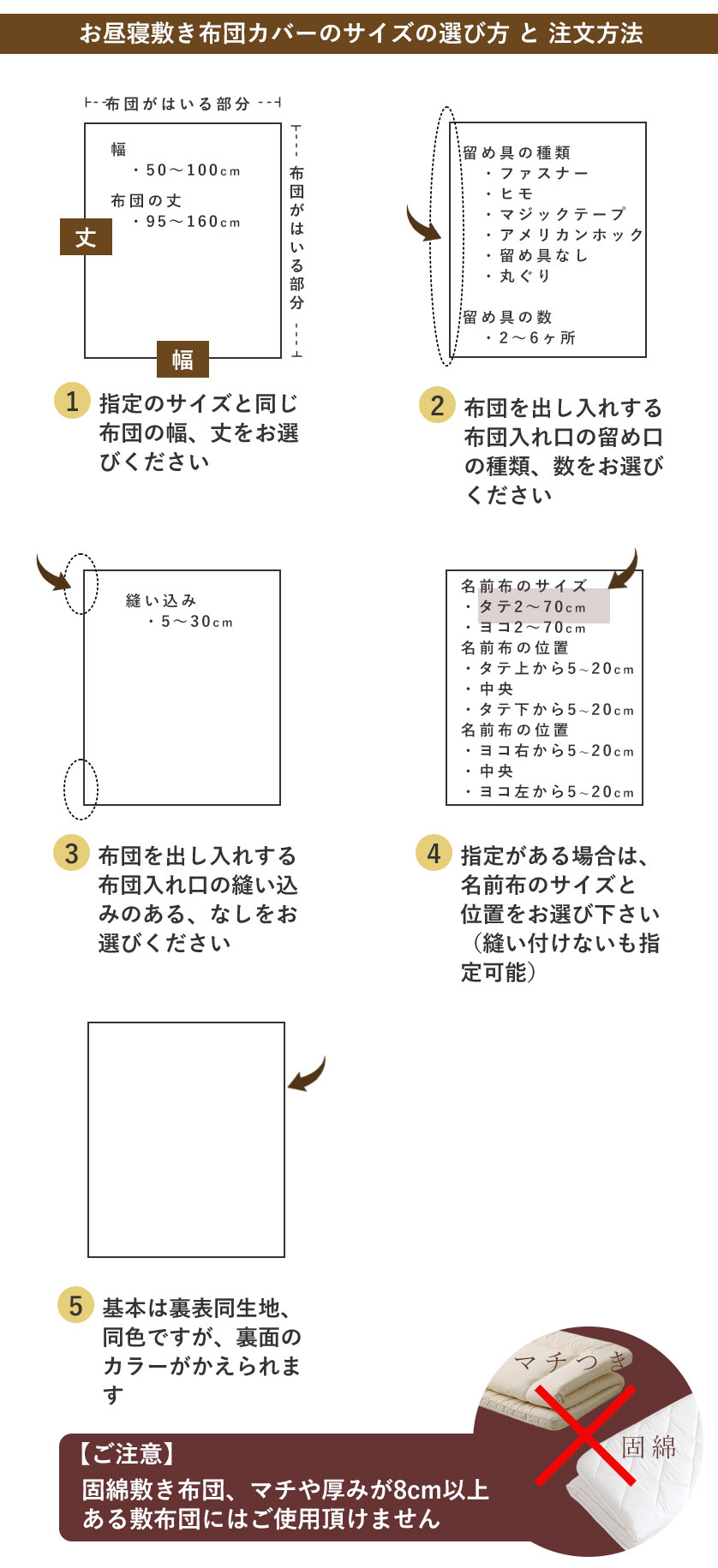 ご注文時のサイズの選び方と注文方法
