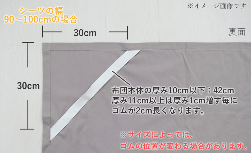 シーツの幅が90～100cmの場合