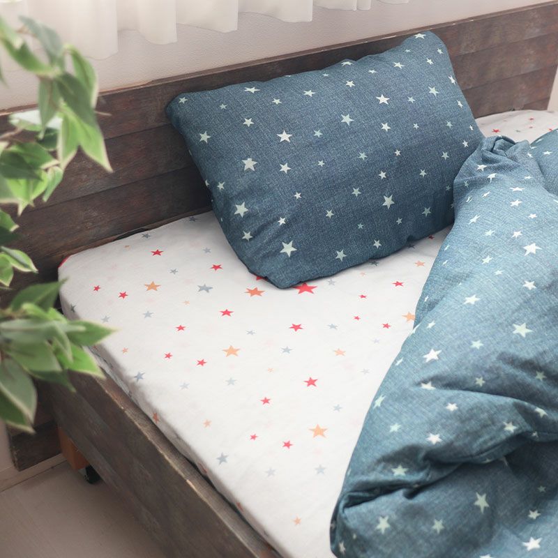 北欧キッズプリントダブルガーゼボックスシーツキングサイズ